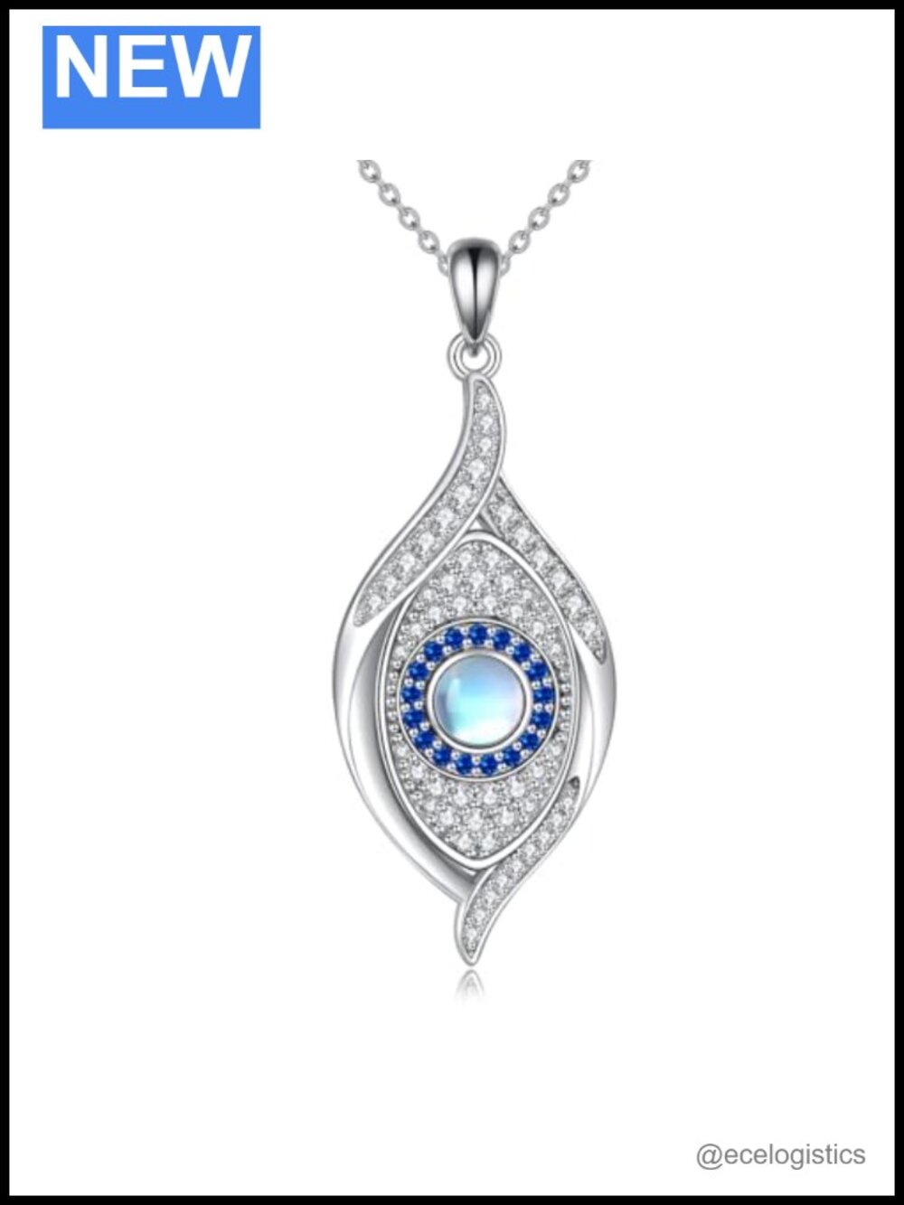 Sterling Silver Evil Eye Moonstone Pendant Necklace